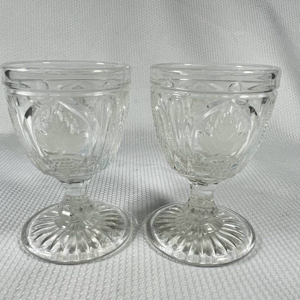 EAPG Magnet and Grape with Frosted Leaf Flint Glass Goblet 1860’s